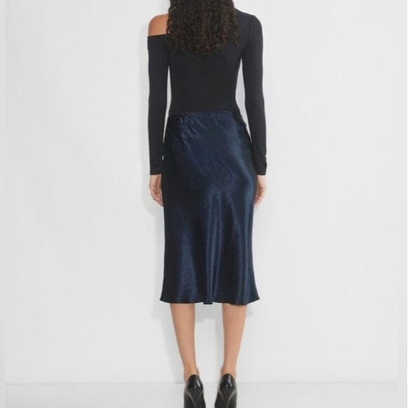 BABATON Satin Slip Midi Skirt Blue 00 Aritzia - Picture 6 of 16
